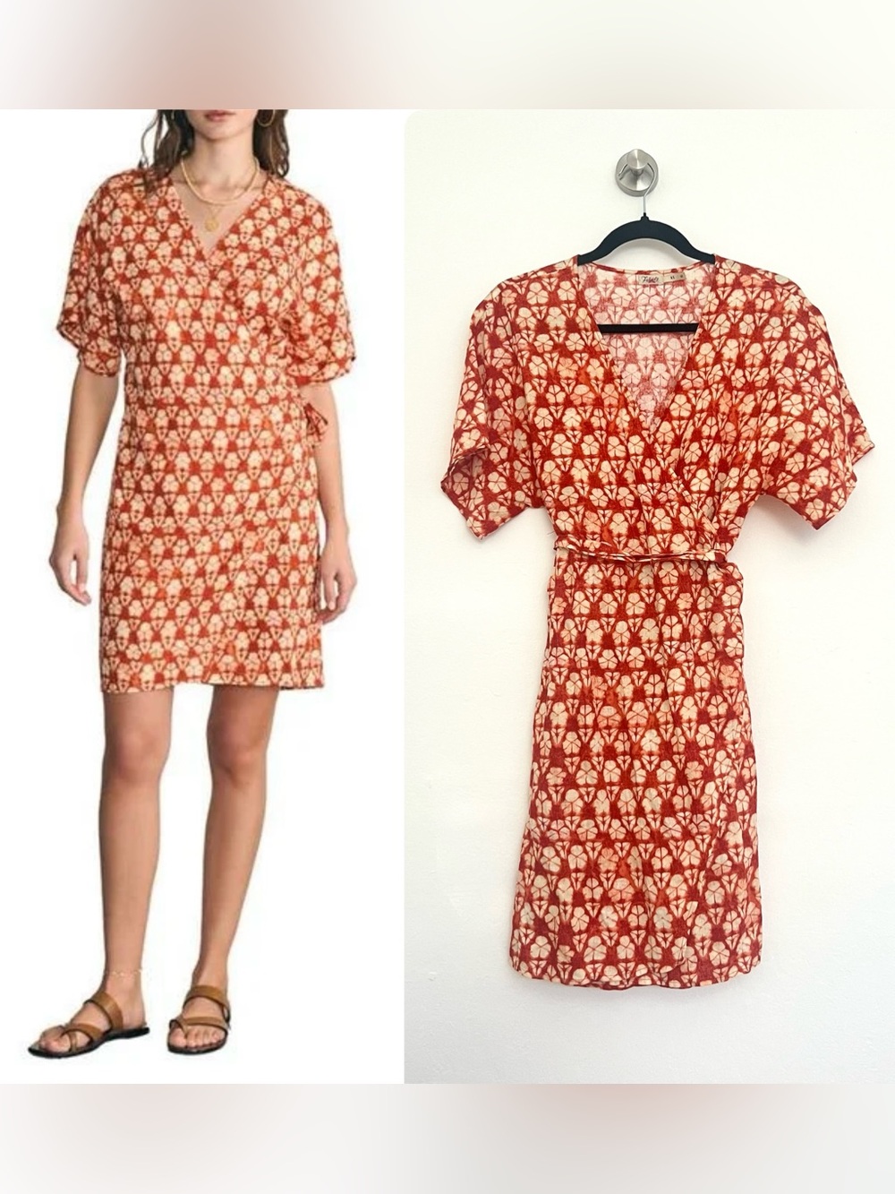 Faherty Linen Blend Willow Wrap Mini Dress